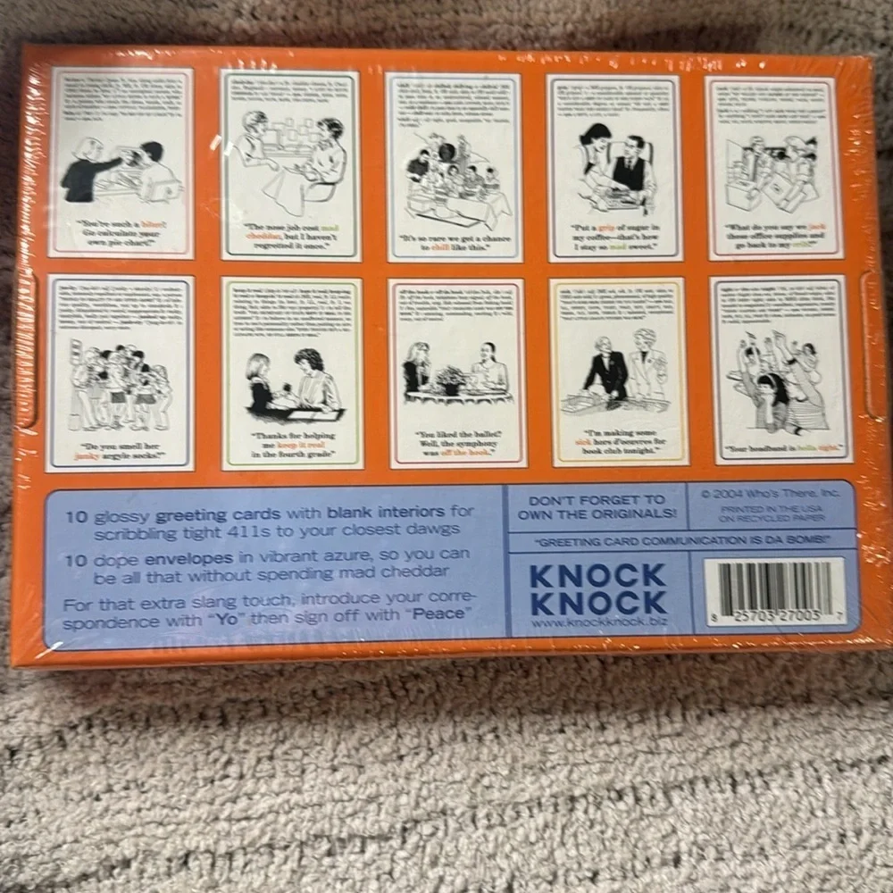 Knock Knock 10 glossy greeting cards/ 10 Azure Envelopes. 10 Different Designs